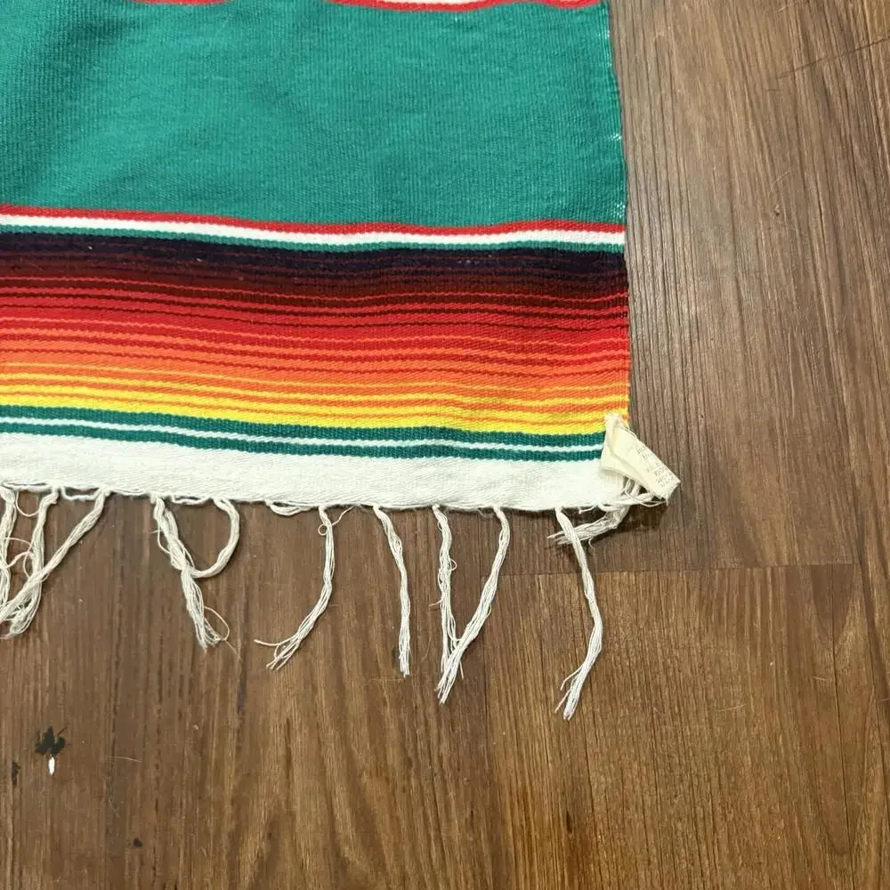 NWOT Vintage Mexican‎ Serape Saltillo Blanket Woven Stripes Southwest Wool 76x47